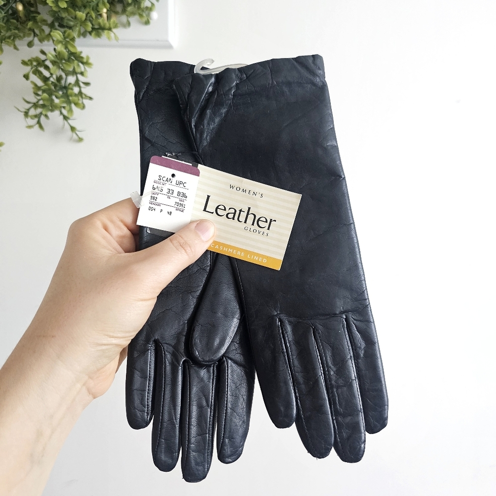 Vintage '95Isotoner Real Leather Gloves Women Cashmere Lined Soft Lambskin *Read